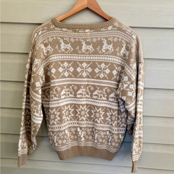 FRAGILE brand vintage 90s juniors fair isle Christmas holiday sweater Nordic EUC - Picture 4 of 12